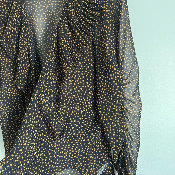 Akira Chicago Red Label Ditsy Spot Print Ruched Wrap Blouse Medium - Picture 13 of 16